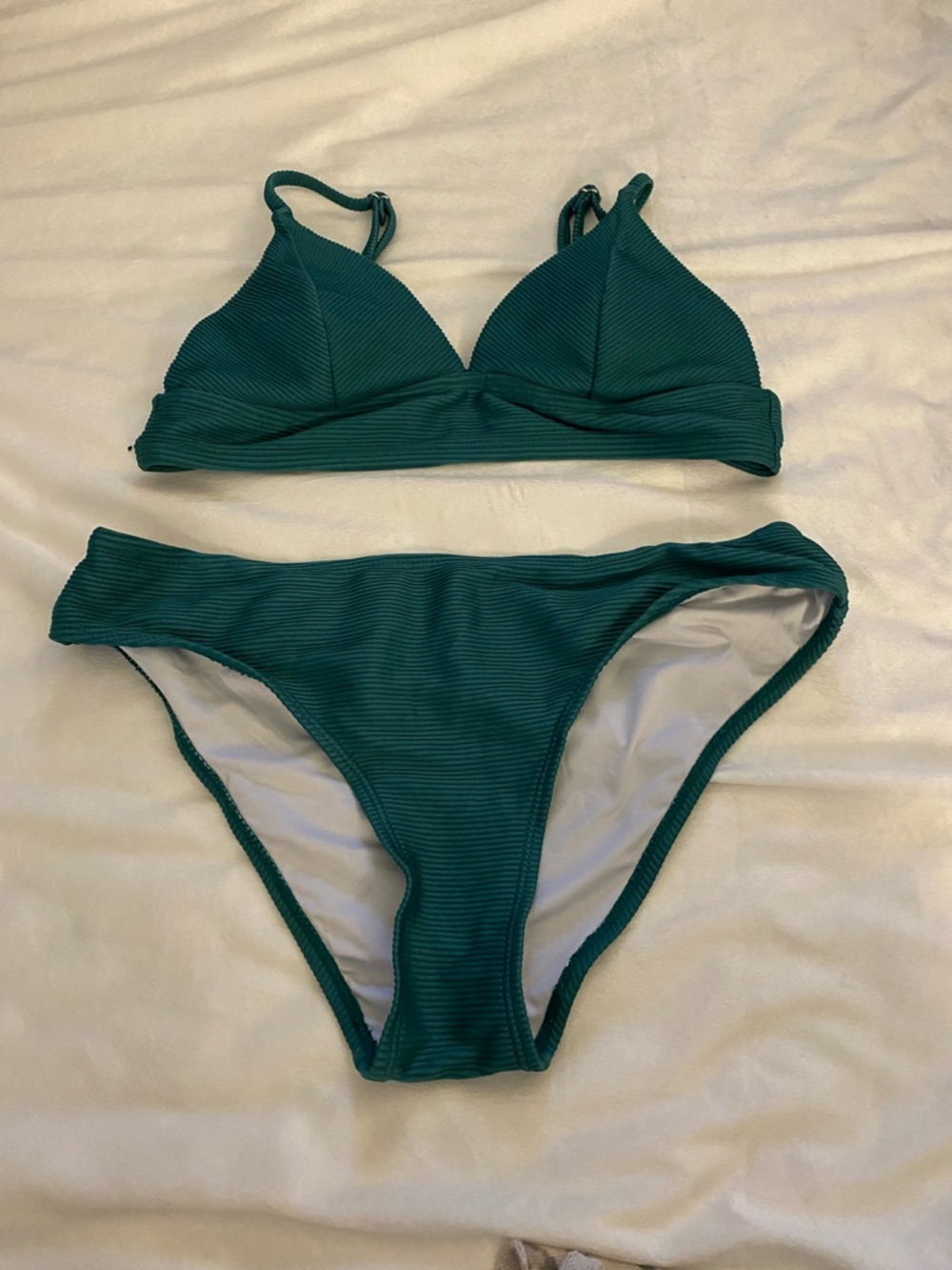 Women's Teal Ribbed Bikini Set - Classic Two-Piece Swim